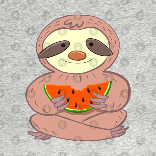 Sloth sitting and eating watermelo by duxpavlic